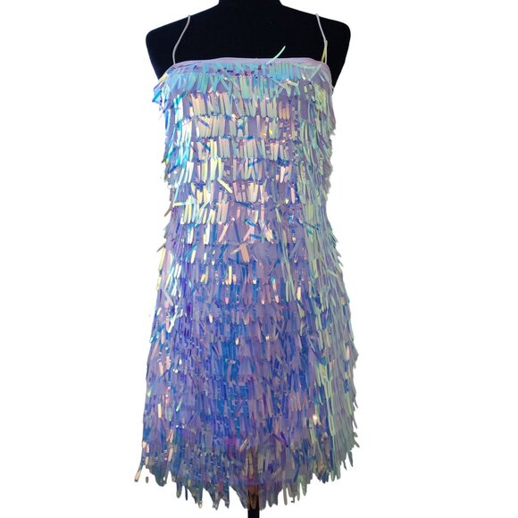 Holiday Beaded Fringes Luxury Designer Runway Cocktail Evening Party Prom Dress - Picture 9 of 16